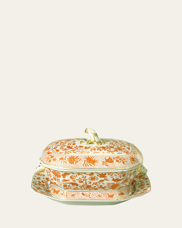 Sacred Bird & Butterfly Octagonal Tureen & Platter Set